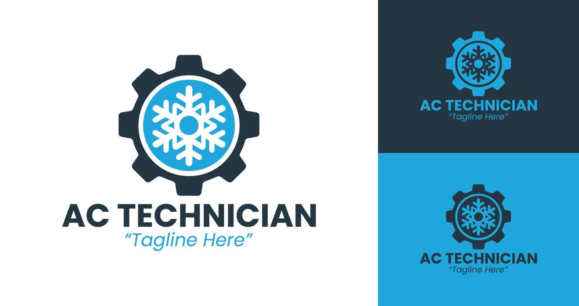 Modern and Customizable AC Technician Logo for HVAC and Maintenance Services vector