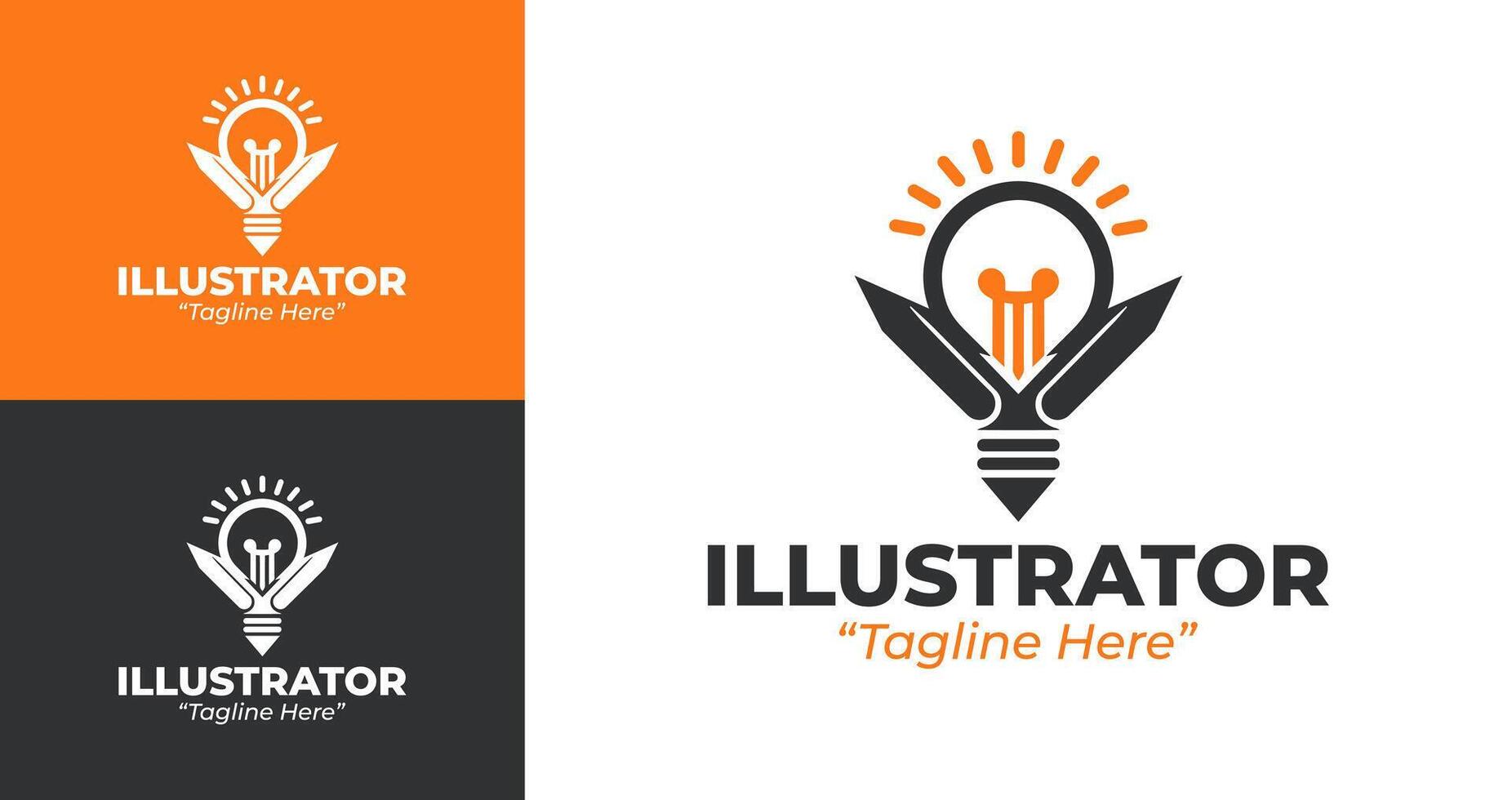 Clean and Professional Black and Orange Illustrator Logo for Business Branding vector