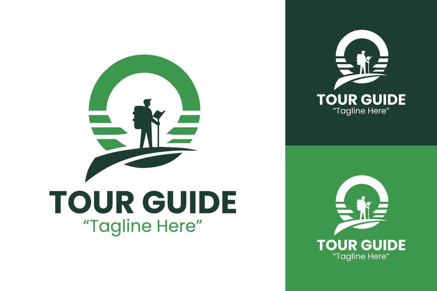 Unique Tour Guide Logo with Traveler and Globe Icon for Travel Agencies and Businesses vector