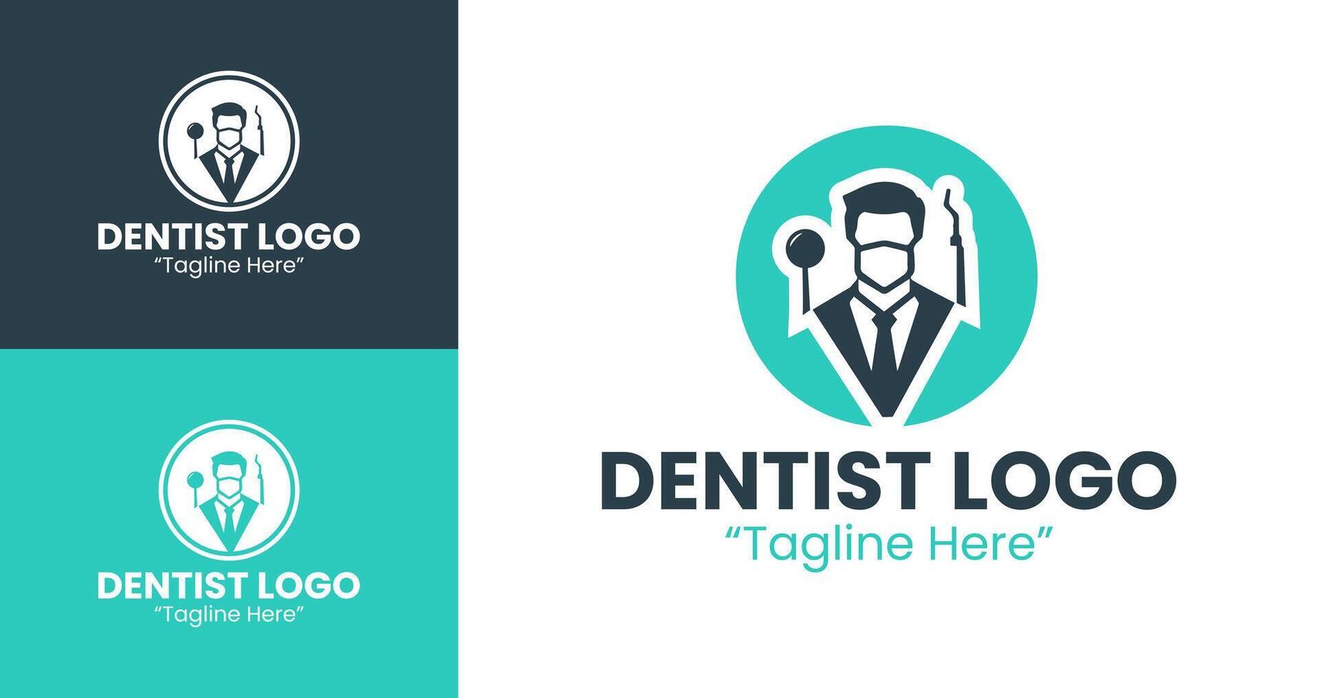Fresh and Innovative Dentist Logo Design with Male Icon and Health Focused Concept vector