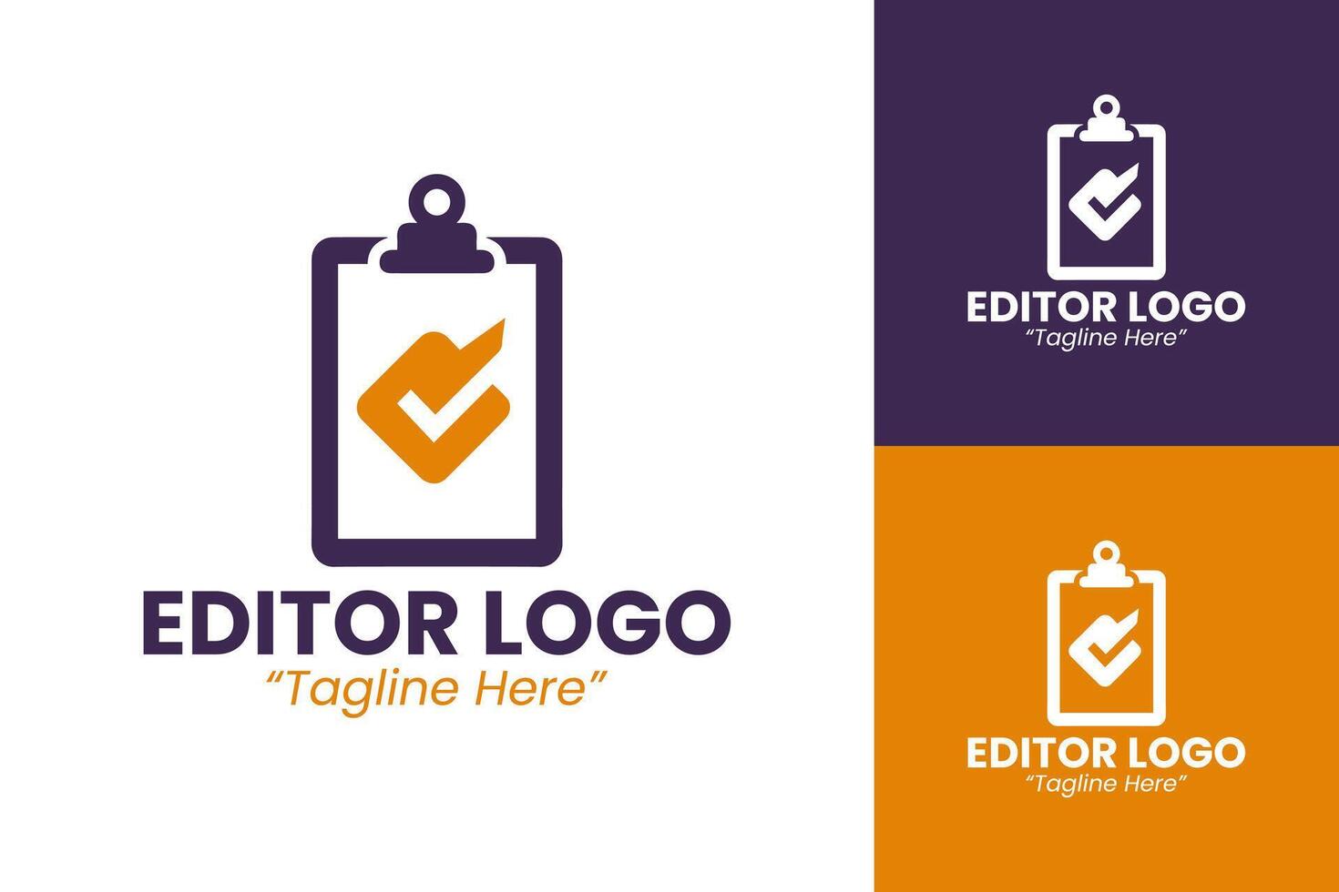 Bold and Unique Editor Logo in Purple and Orange for Editorial and Creative Services vector