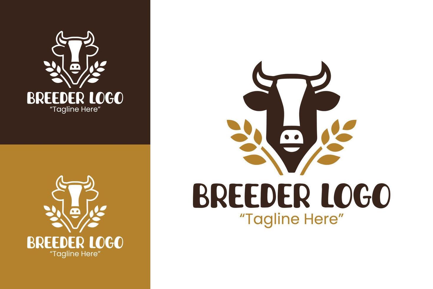 Farm Fresh Cow Logo with Wheat Stalk and Strong Branding for Livestock Industry vector