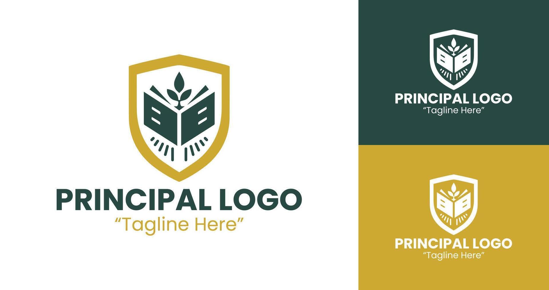 Distinctive Principal Logo with Shield and Leaf for Education Branding vector