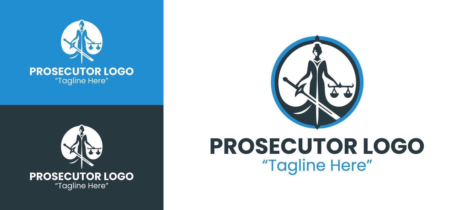 Sleek and Creative Prosecutor Logo with Scales of Justice and Blue Shield vector