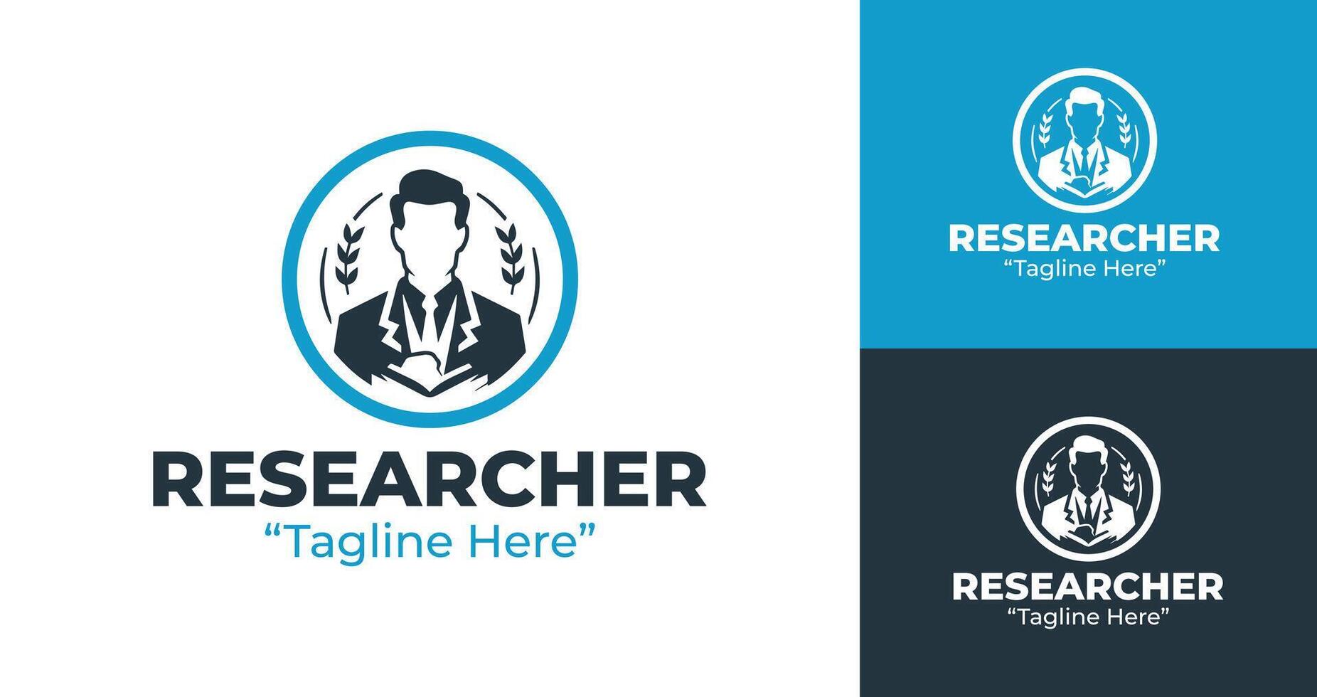 Innovative Researcher Logo with Intellectual Man Icon for Professionals vector