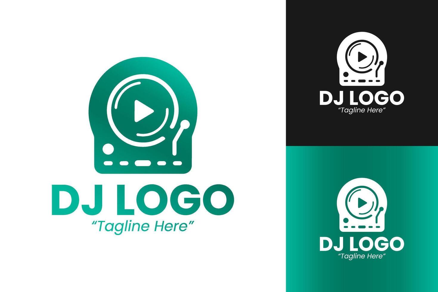 Vibrant DJ Logo Design in Green and Black with Music Icon vector