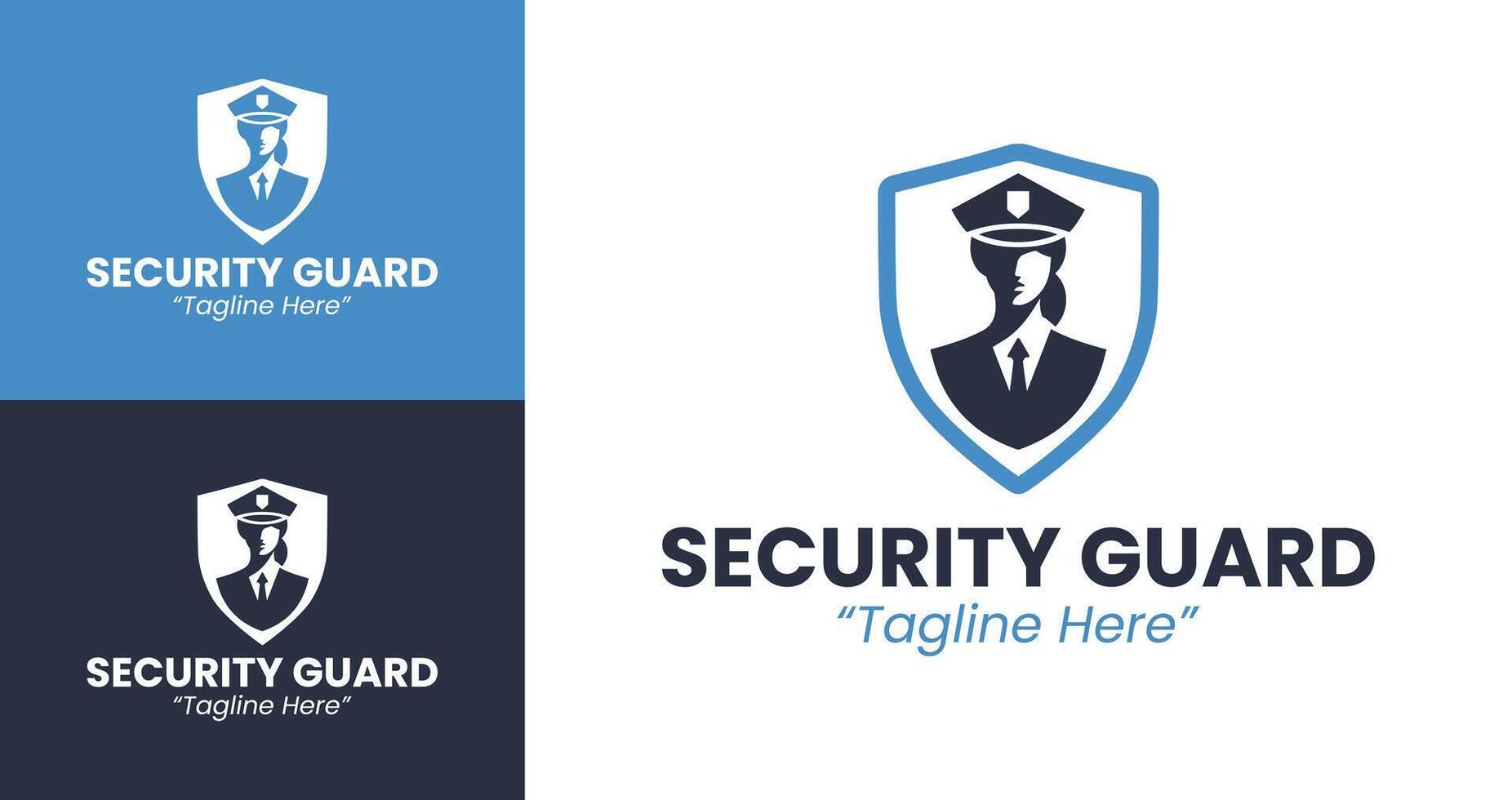 Professional Security Guard Logo with Police Officer and Shield Design vector