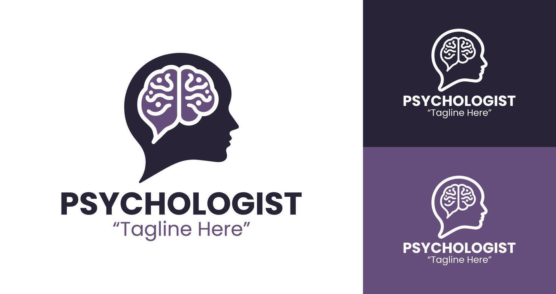 Unique and Professional Psychologist Logo Design Featuring Brain and Human Figure Symbol vector