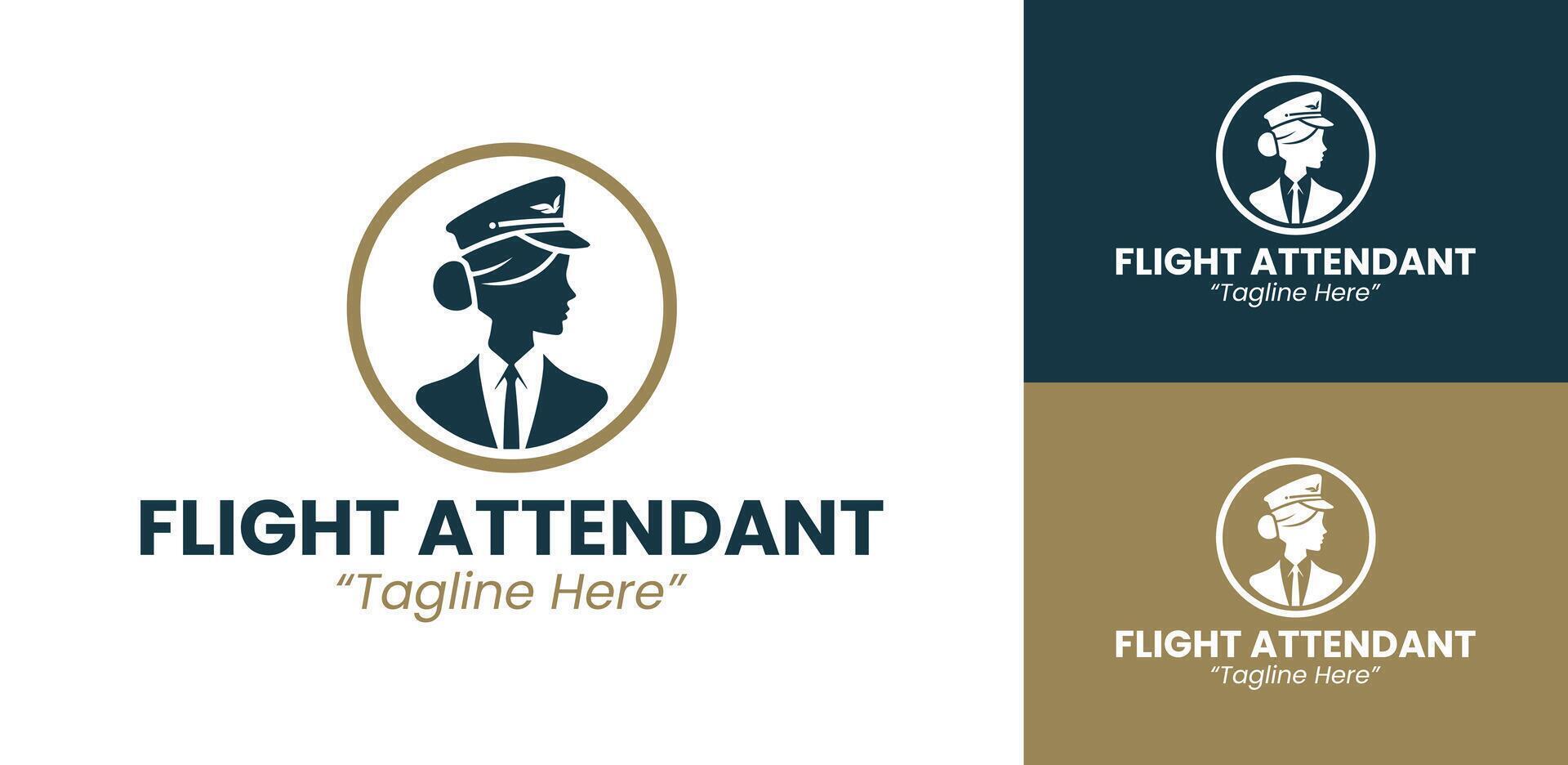 Luxury Flight Attendant Logo for Airlines and Travel Industry vector