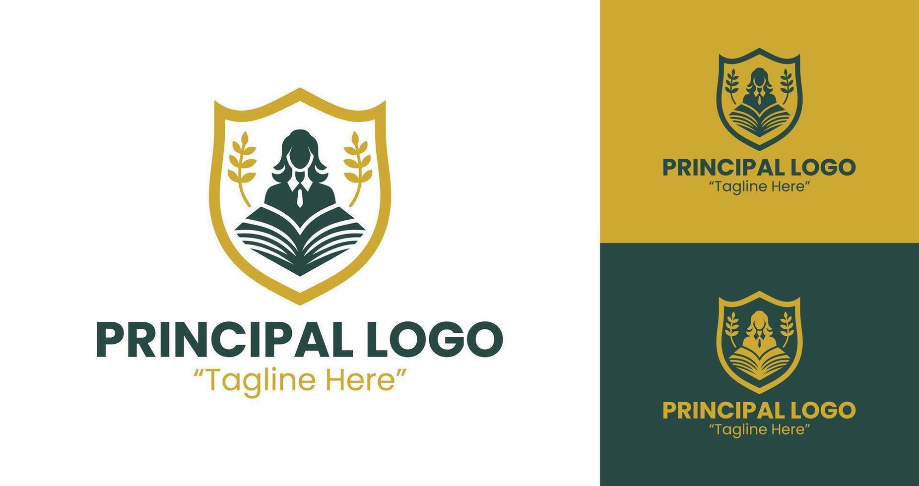 Creative Principal Logo with Stars and Academic Shield for School Branding vector
