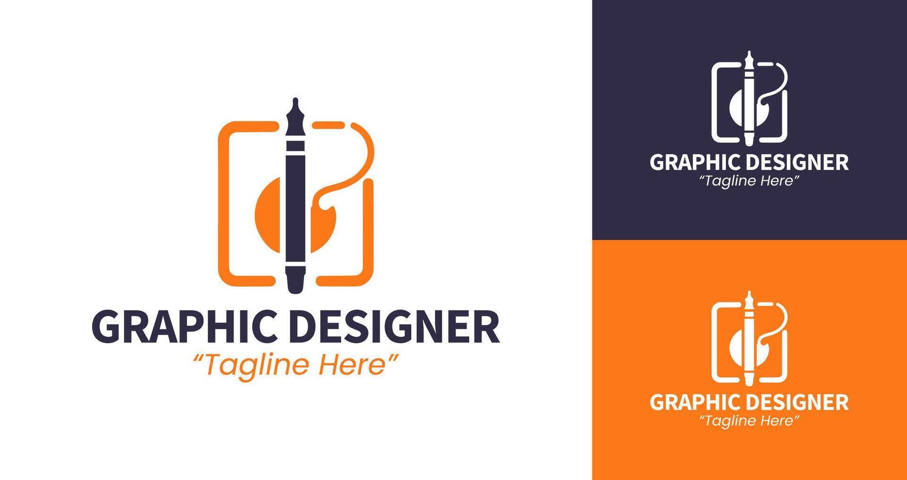 Distinctive and Creative Graphic Designer Logo in Purple and Orange for Logo Design Branding vector