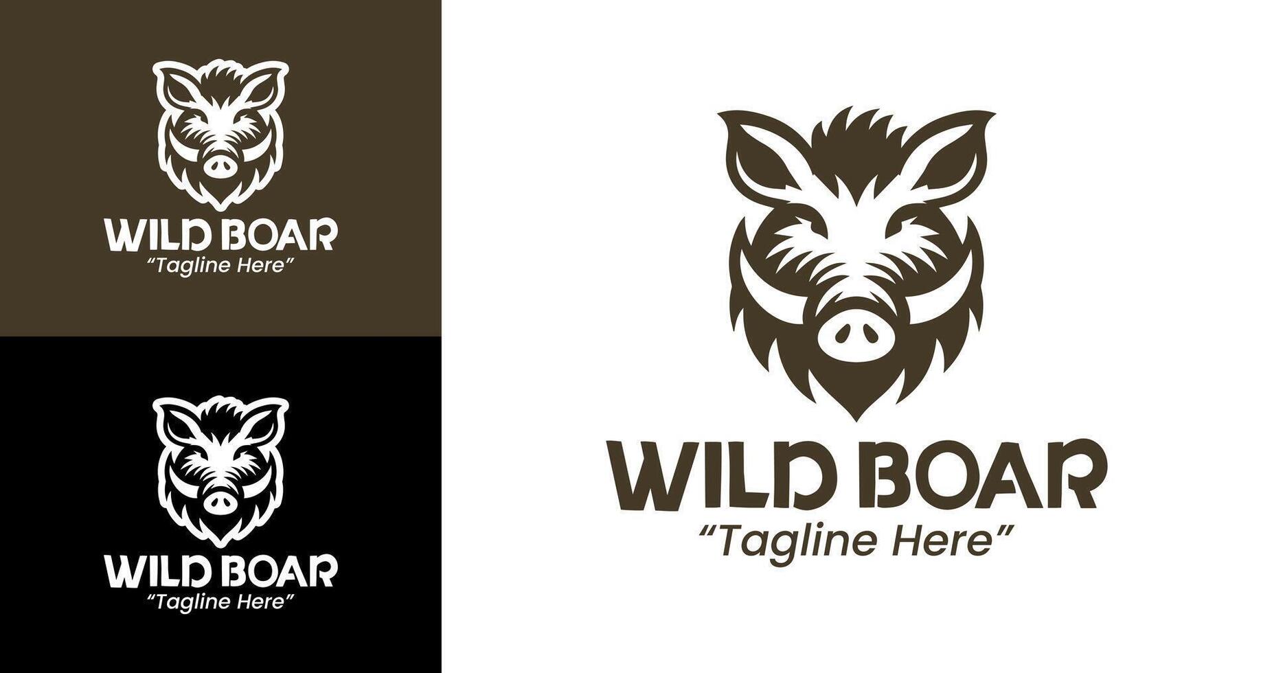 Fierce Wild Boar Logo Design in Brown with Minimalist Branding vector