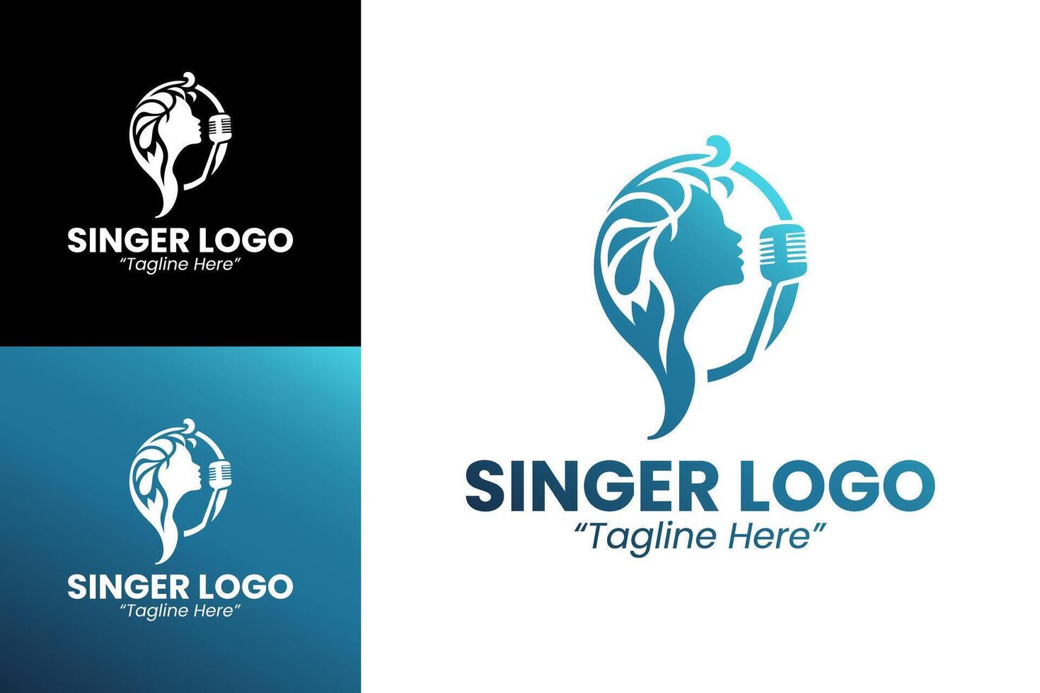 Teal Gradient Singer Logo with Stylish Microphone Icon for Music Branding vector