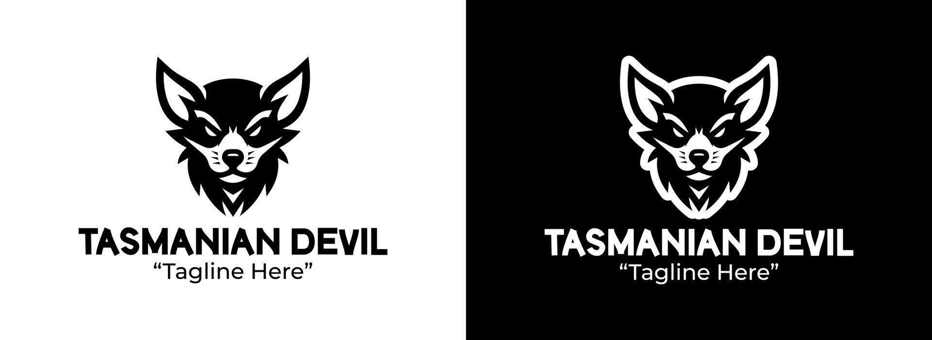 Bold Tasmanian Devil Logo Design for Business Branding in Black and White vector