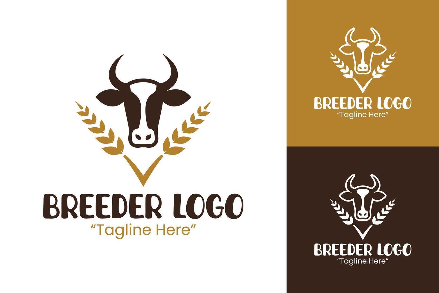 Vintage Cow and Wheat Logo for Breeders and Organic Farm Branding vector