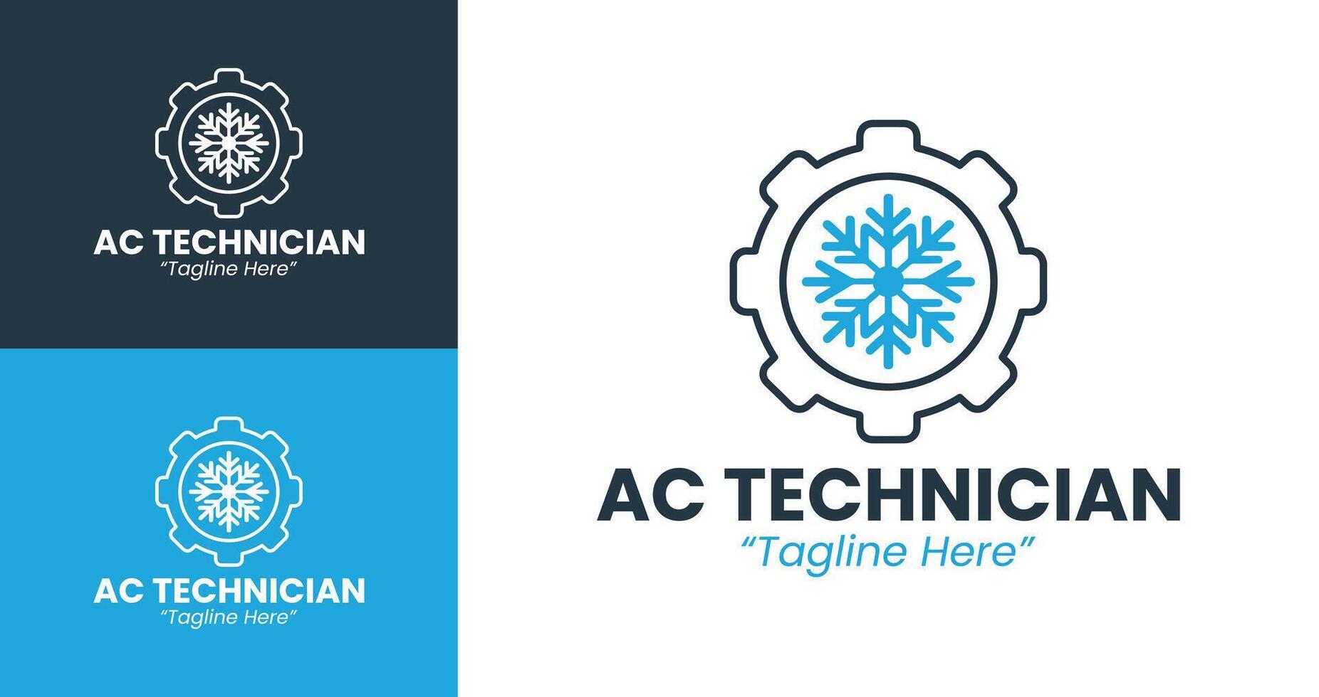 Professional Air Conditioning Technician Logo Design with Snowflake and Tools vector