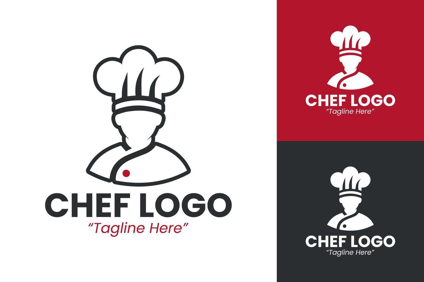 Professional Chef Logo with Modern and Minimalist Red and Black Design for Branding vector