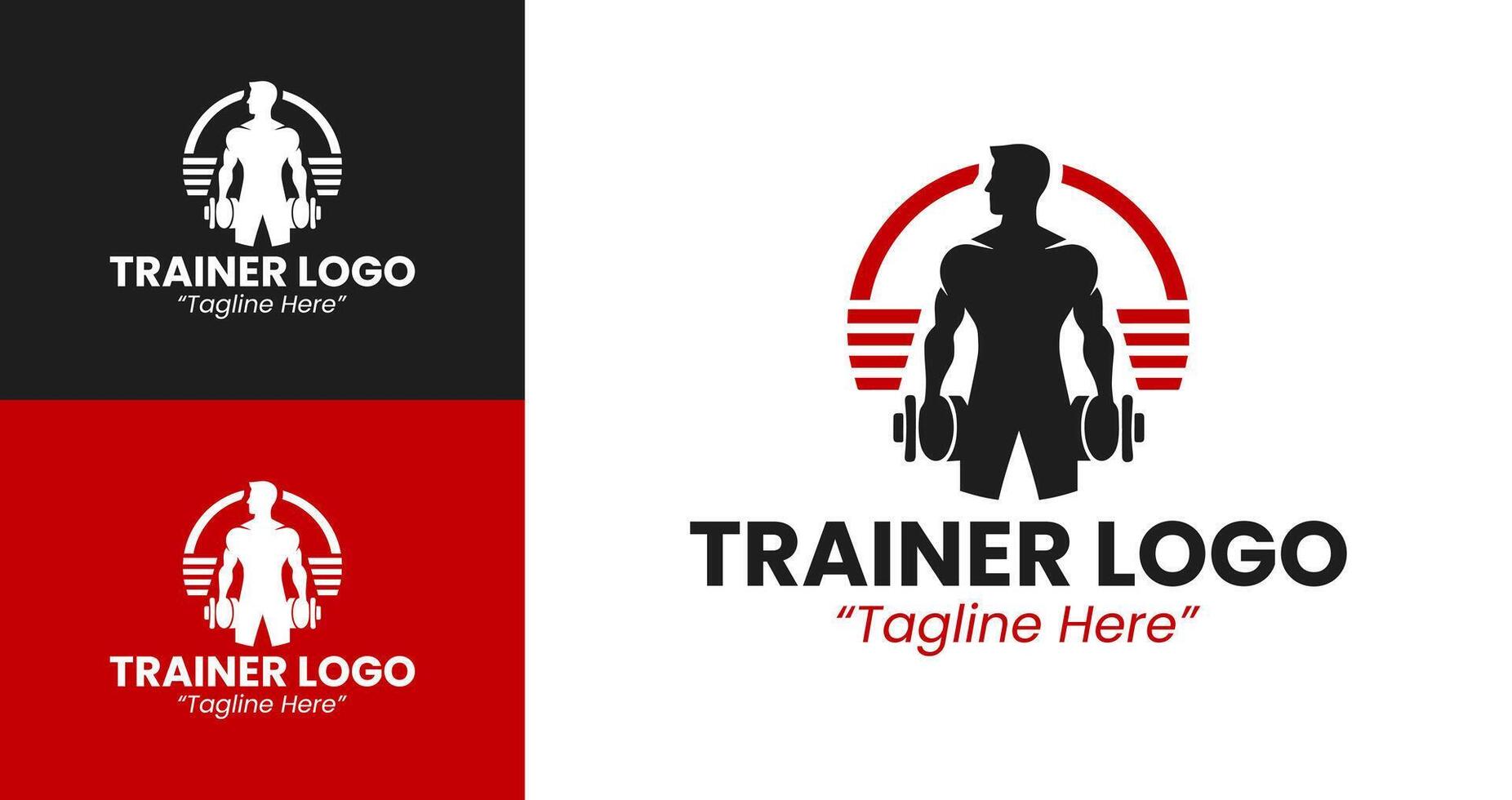 Modern Personal Trainer Logo with Muscular Figure for Gym and Fitness Branding vector