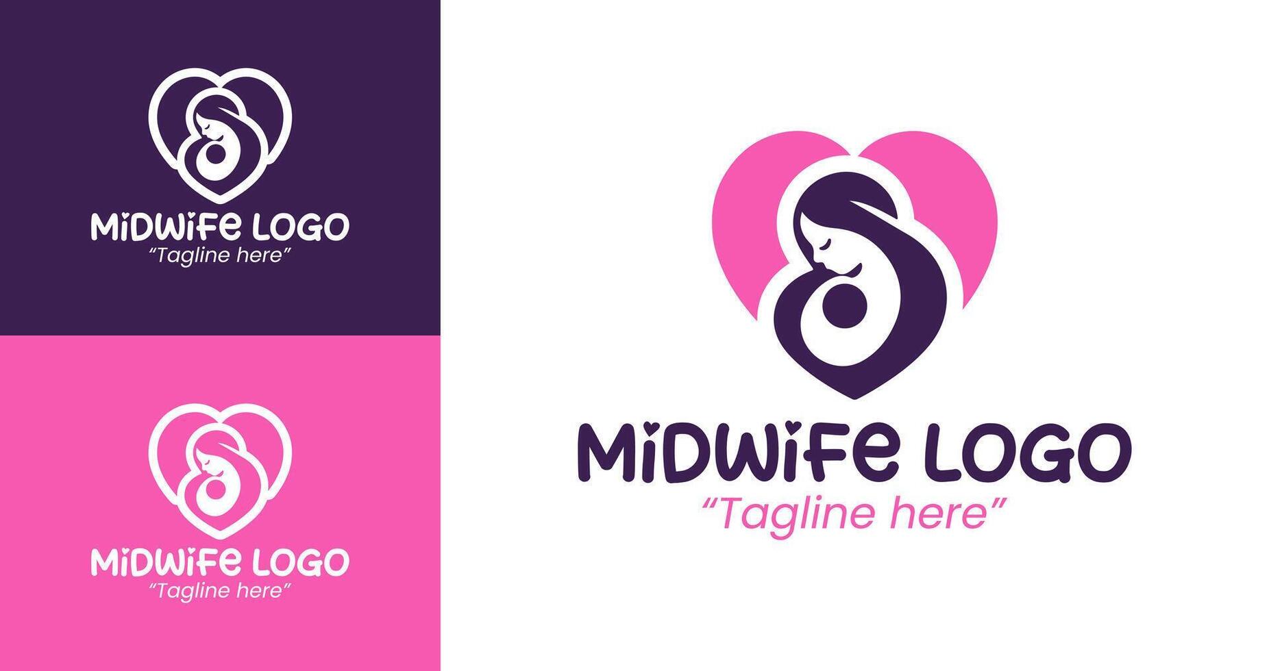 Abstract Midwife Logo with Unique Design for Modern Health Services in Purple and Pink vector