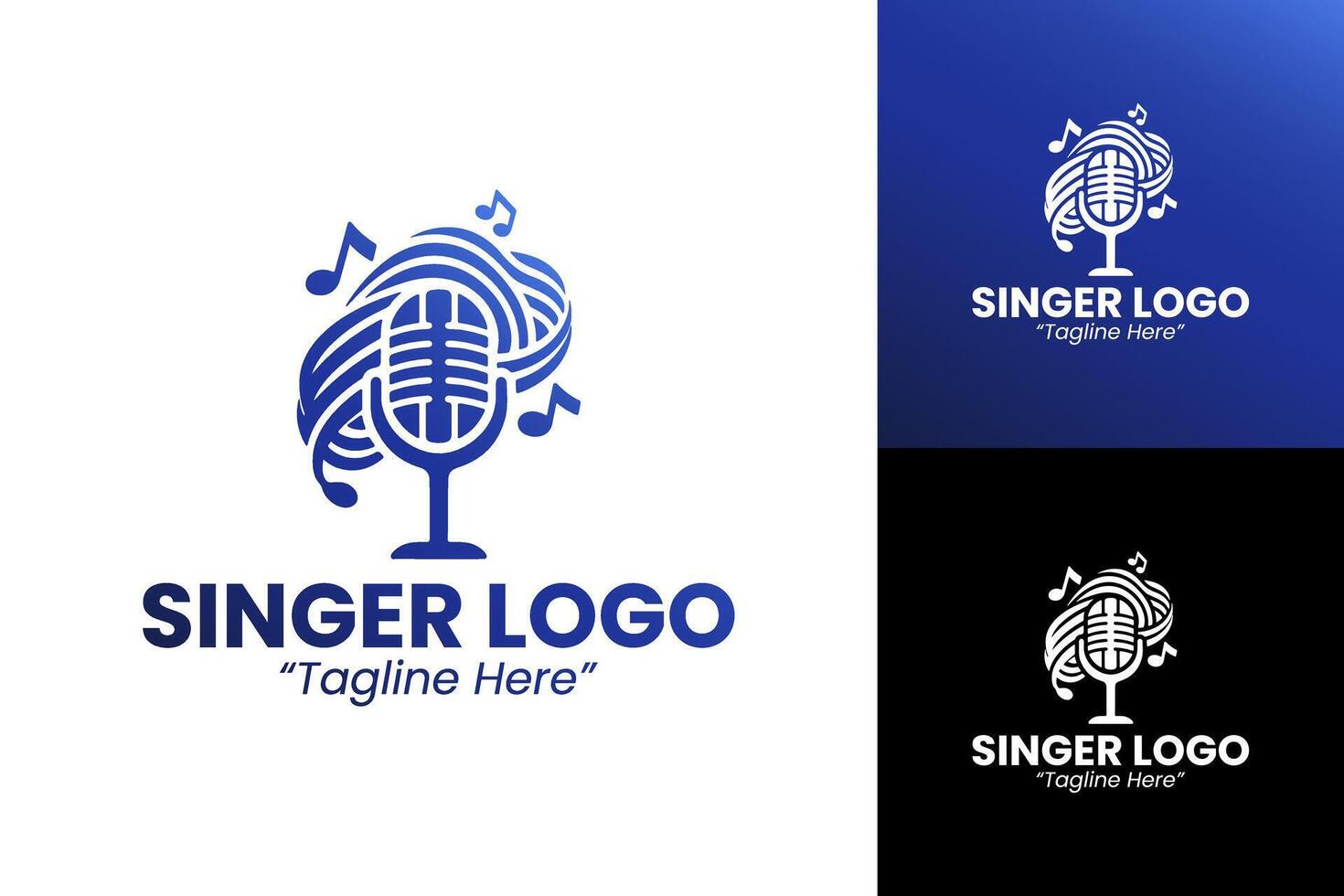 Elegant Gradient Blue Singer Logo for Vocal Performance Branding vector