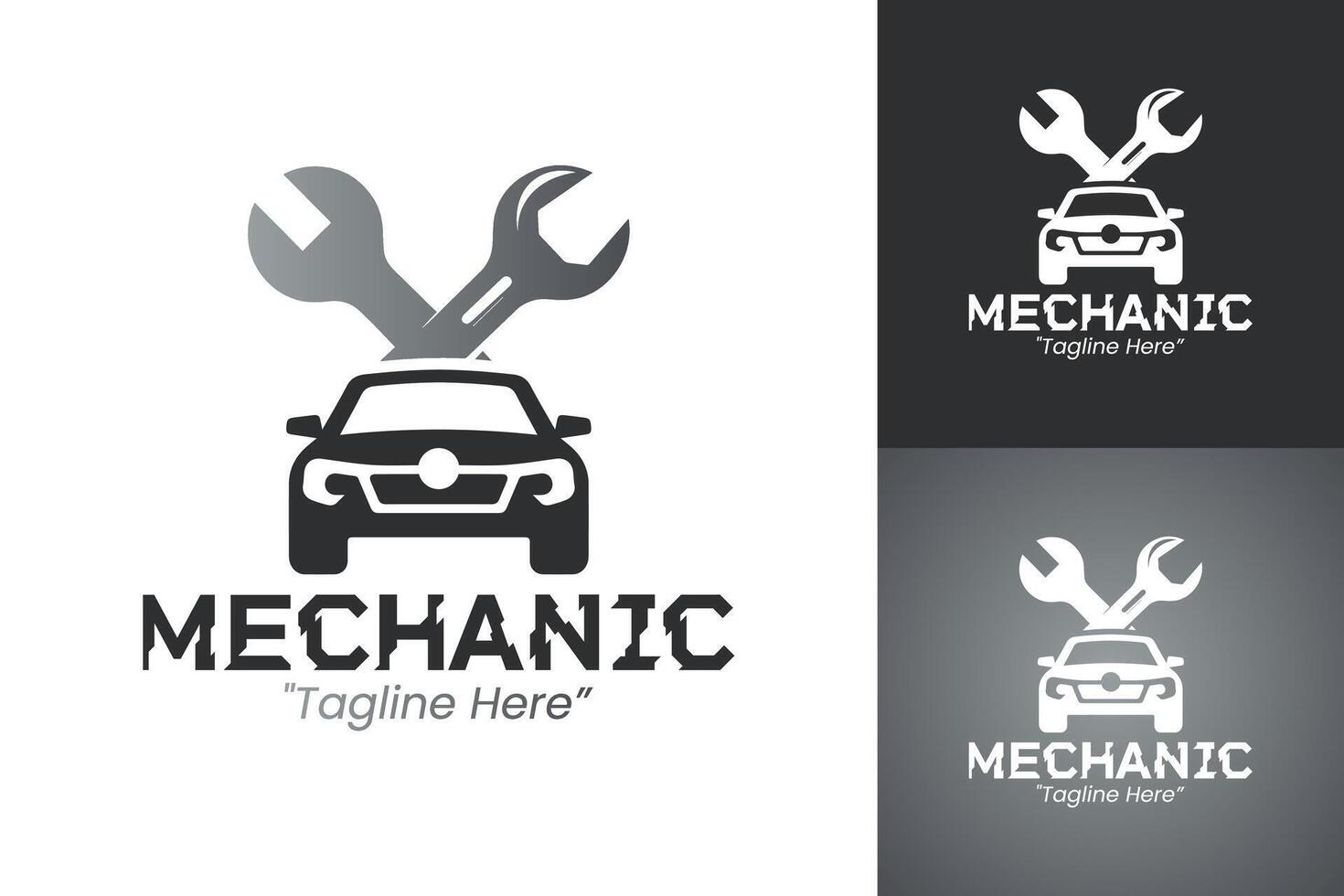 Creative Mechanic Logo Featuring Tools and Car for Auto Businesses vector