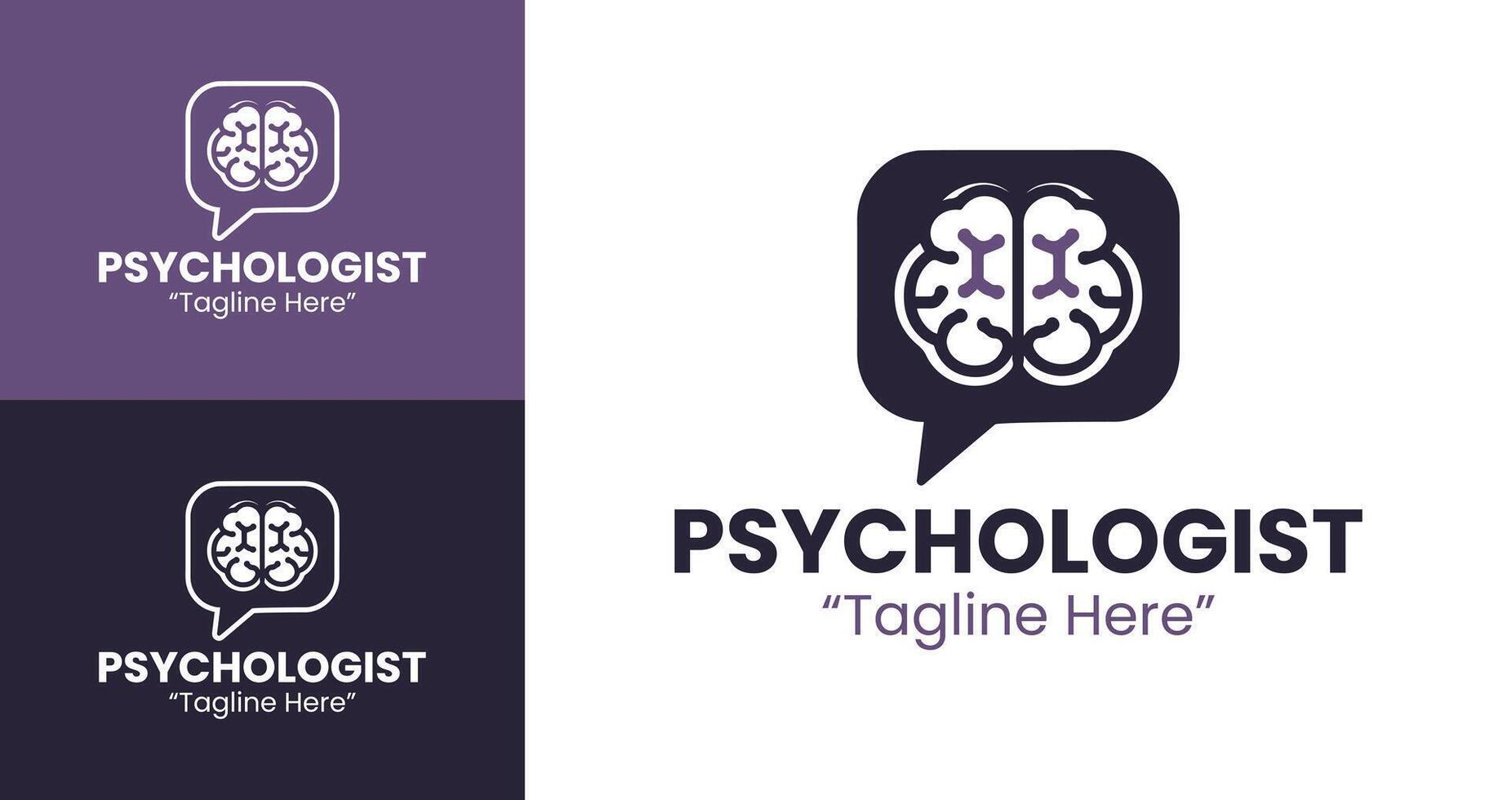 Elegant and Professional Psychologist Logo with Brain Symbol and Communication Bubble vector