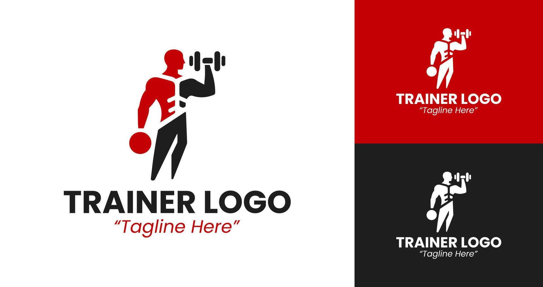 Dynamic Personal Trainer Logo with Weightlifting Silhouette for Fitness Branding vector
