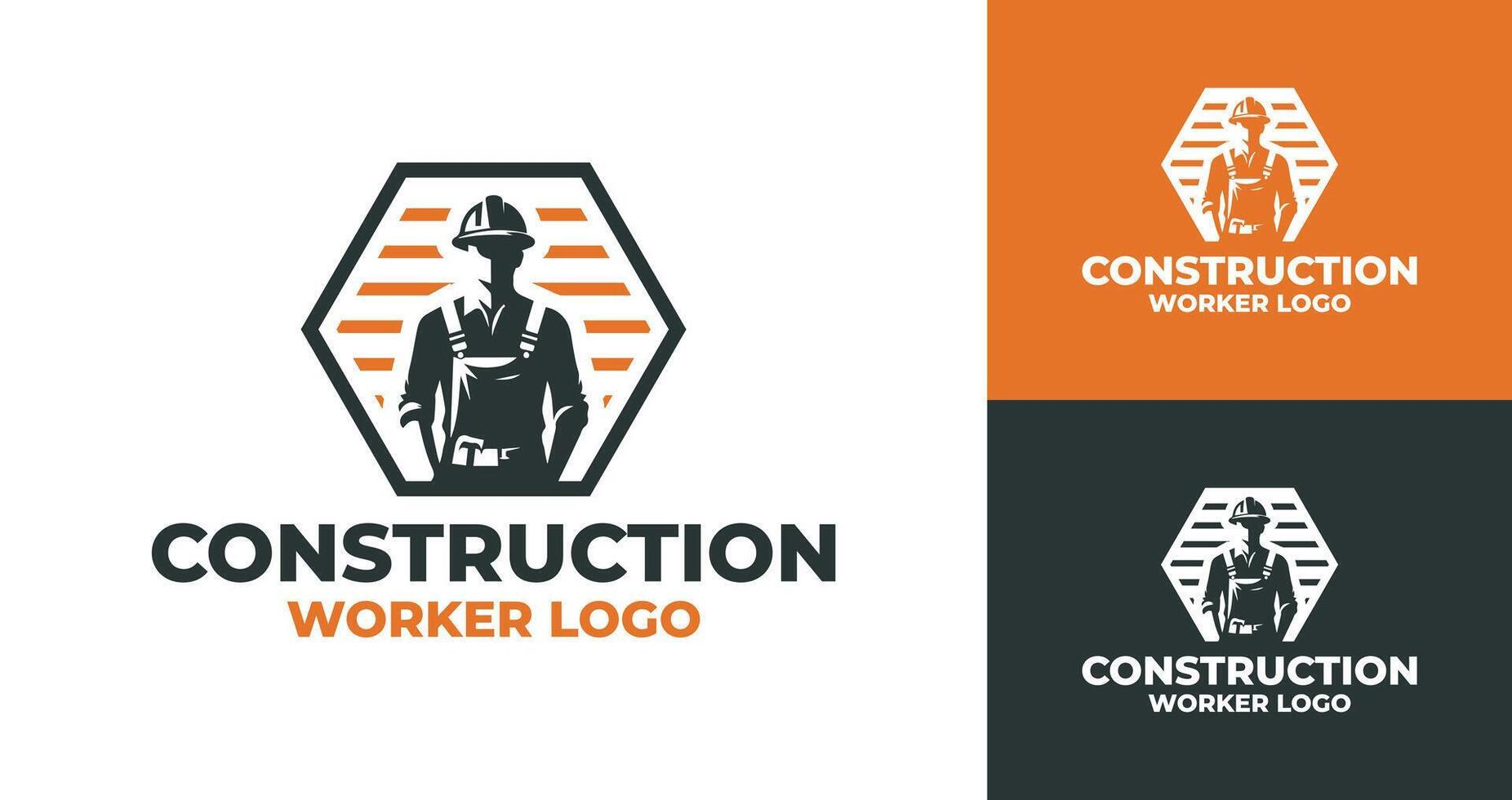 Versatile Construction Worker Logo with Hexagon and Safety Helmet vector