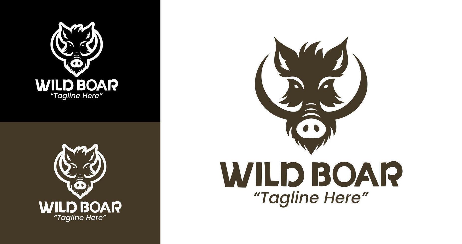 Wild Boar Head Logo with Strong and Fierce Animal Branding vector
