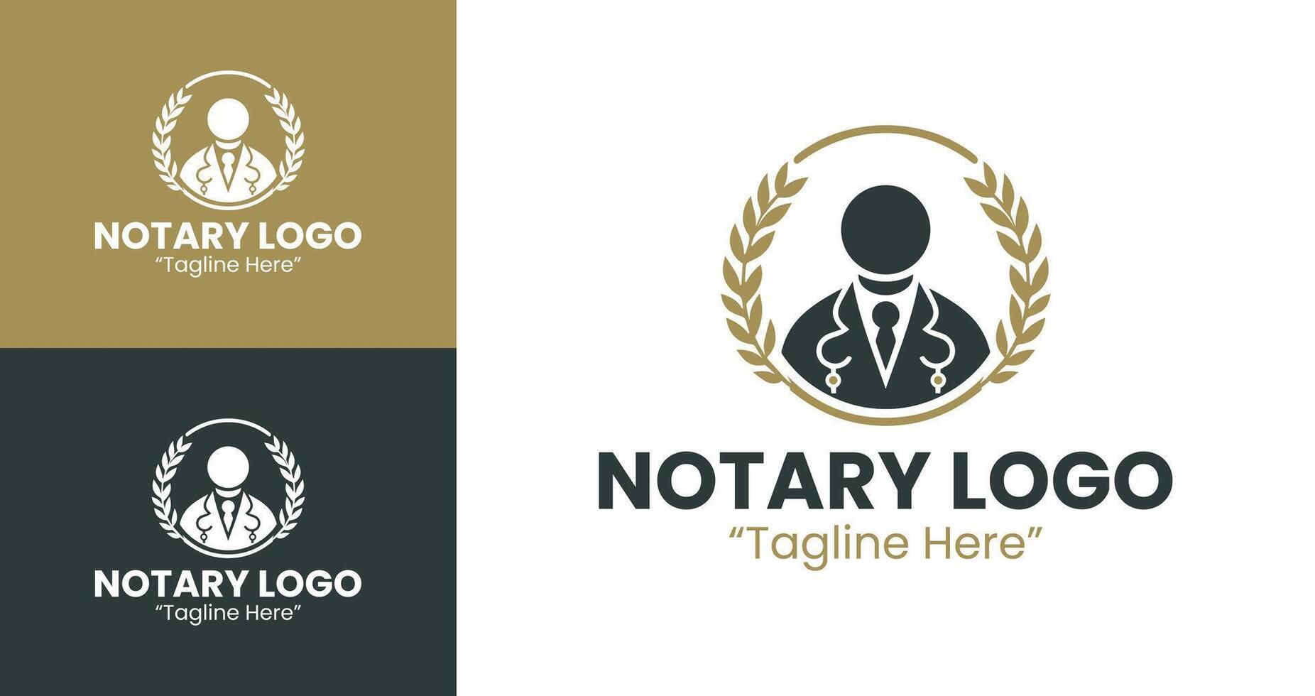 Elegant Notary Logo with Laurel and Professional Figure for Legal Branding vector