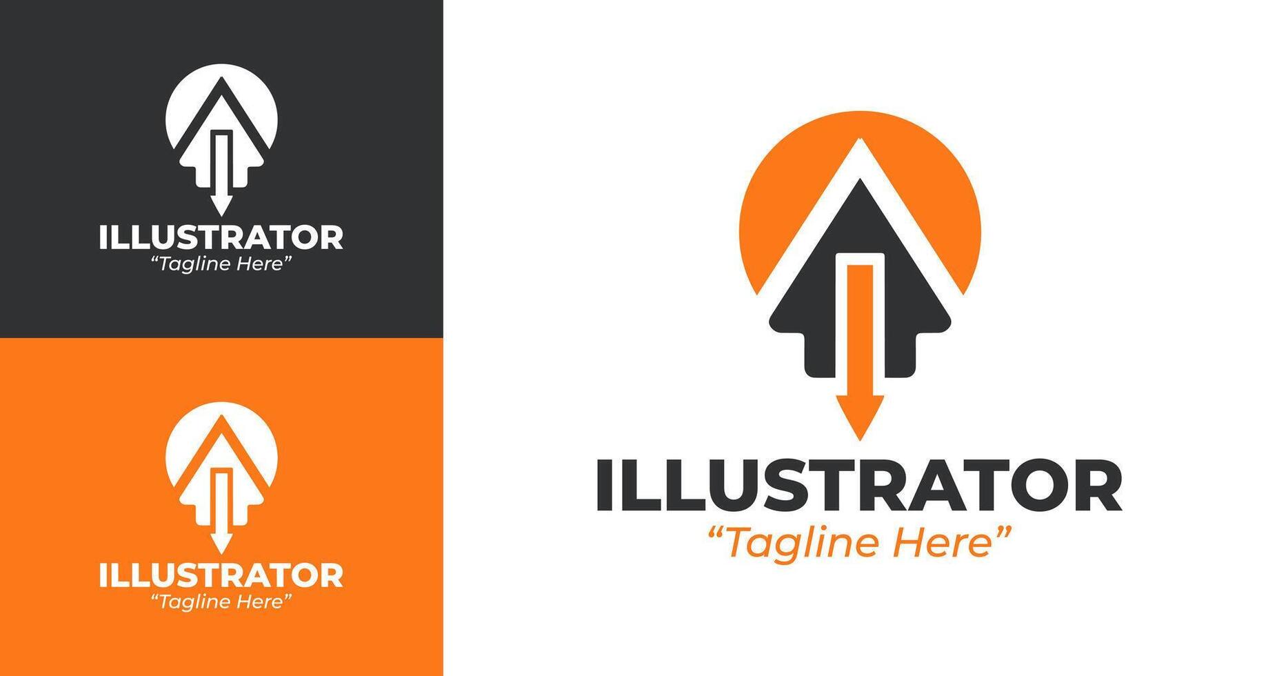 Unique Black and Orange Illustrator Logo for Modern Business Branding Solutions vector