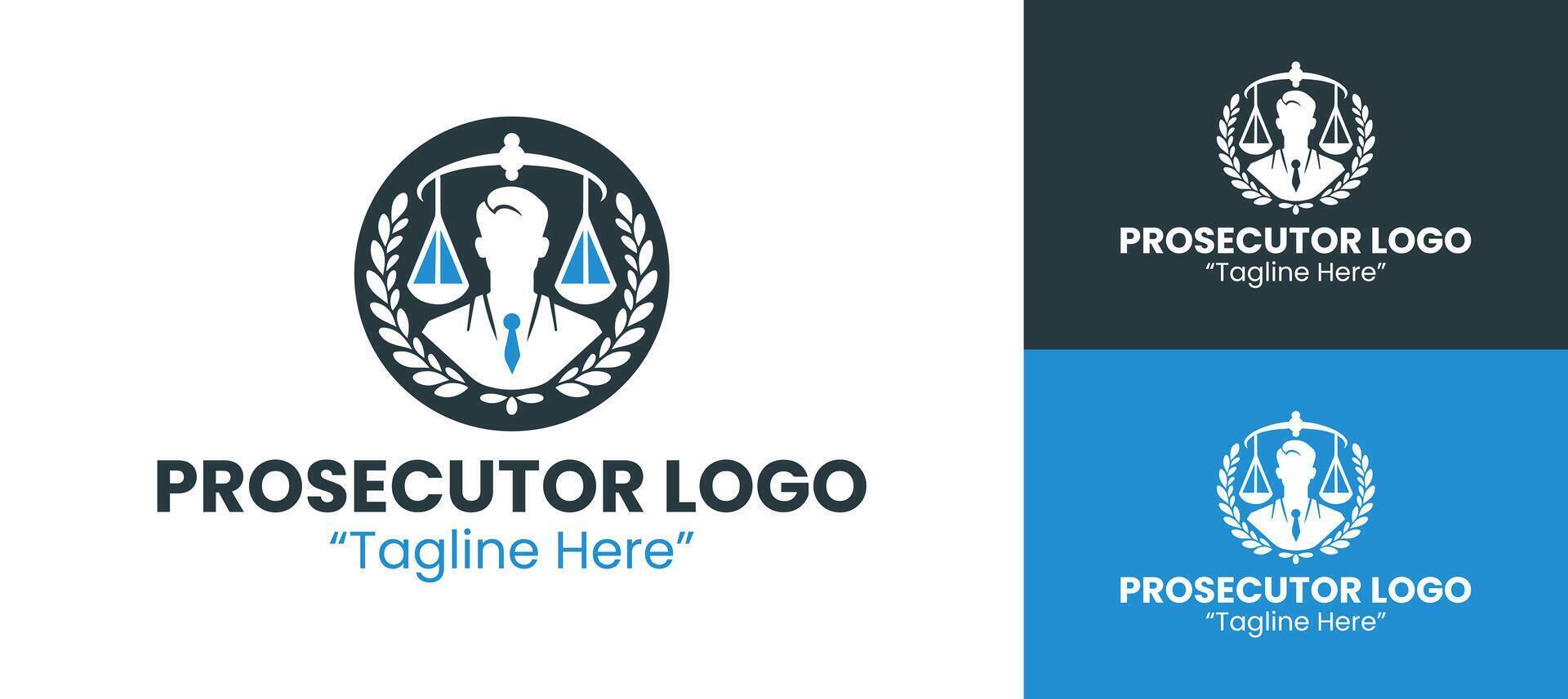 Professional and Modern Prosecutor Logo Design with Scales of Justice in Blue and White vector