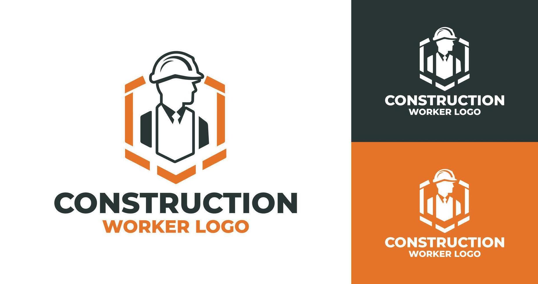 Unique Construction Worker Logo Featuring Helmet and Tools in Bold Design vector