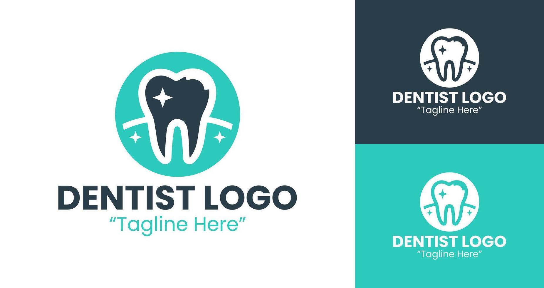 Minimalist Dentist Logo with Tooth and Brush Concept for Professional Health Services vector