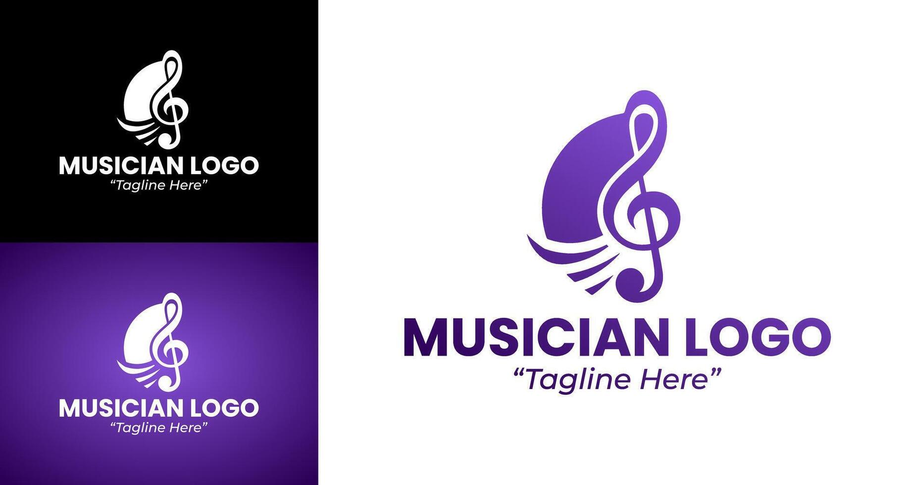 Modern Musician Logo with Purple and Black Design for Branding vector