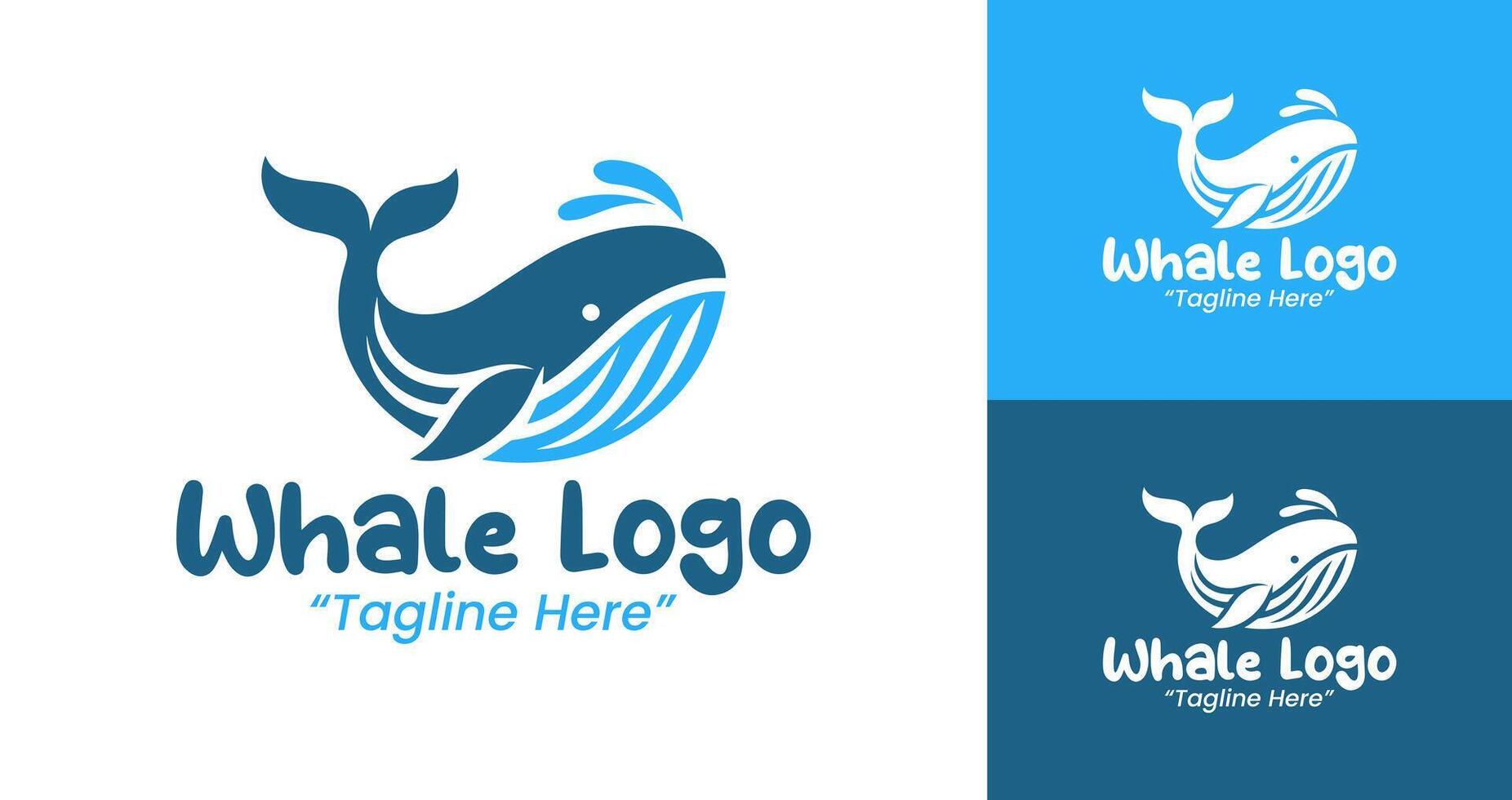 Modern Whale Logo with Splash Effect in Blue and White for Aquatic Branding vector
