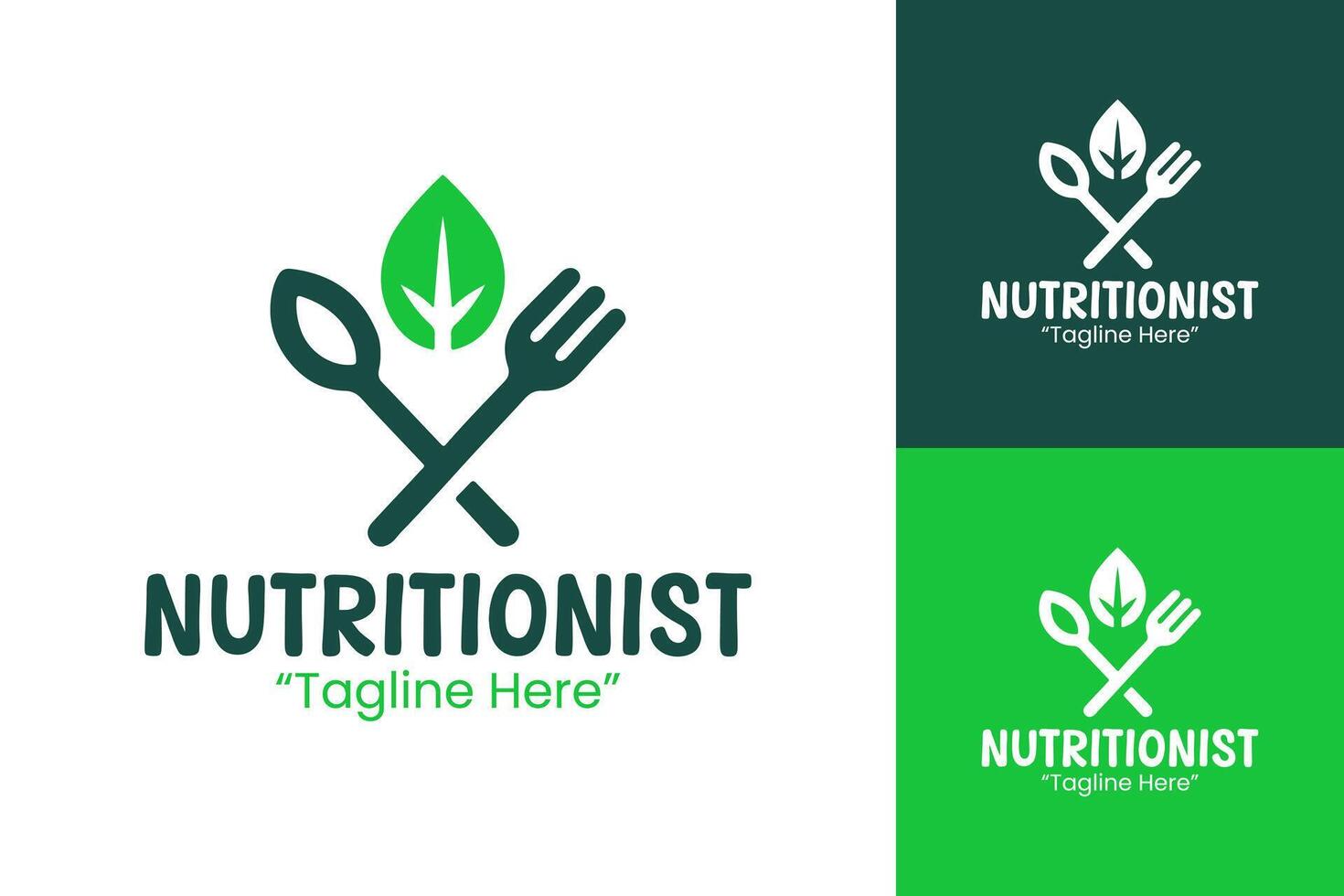 Minimalist Nutritionist Logo for Health and Food Industry in Dark Green and Light Green vector