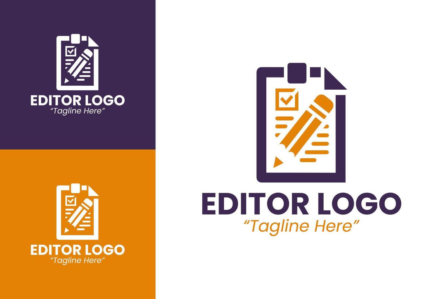 Modern and Professional Editor Logo in Purple and Orange for Editorial Services Branding vector