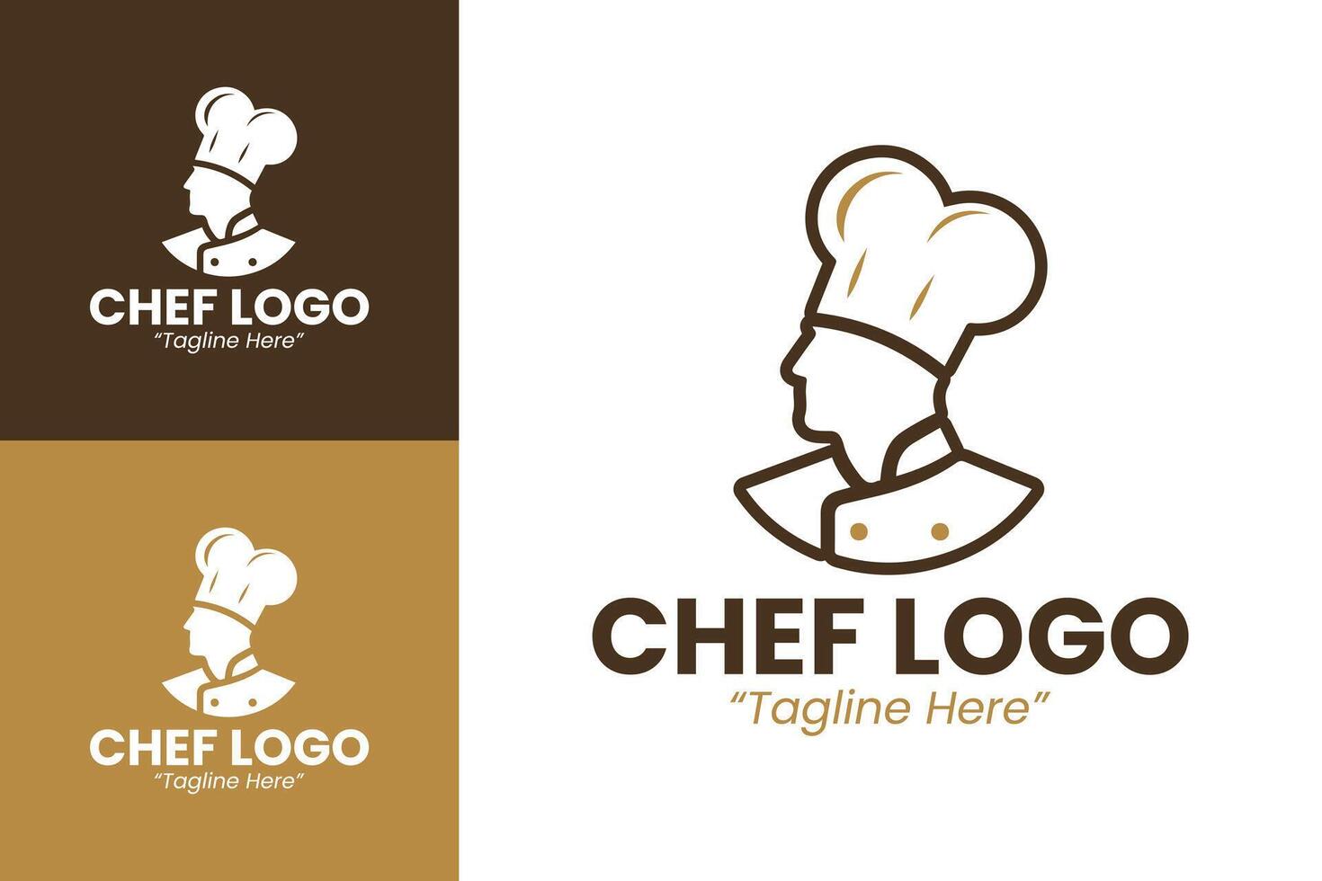 Stylish Chef Logo with Brown and Gold Colors for Restaurant Branding vector