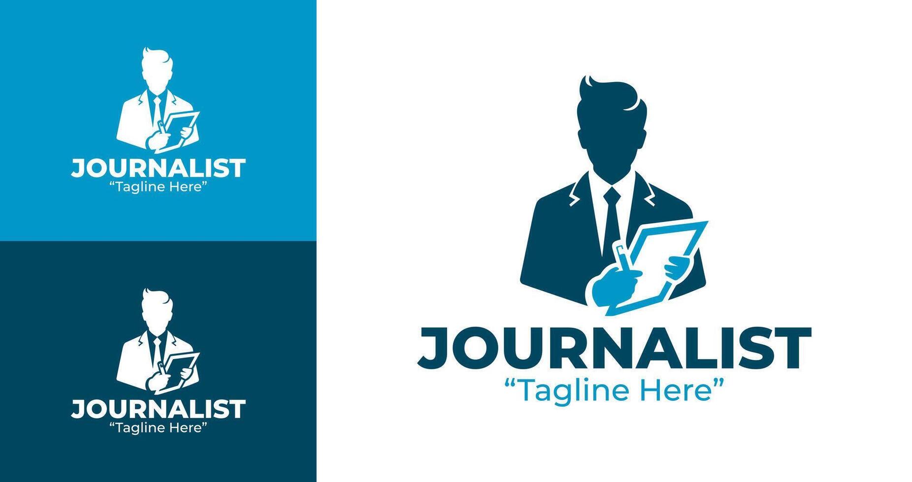 Unique Journalist Logo Design Featuring Microphone and Press Icon vector