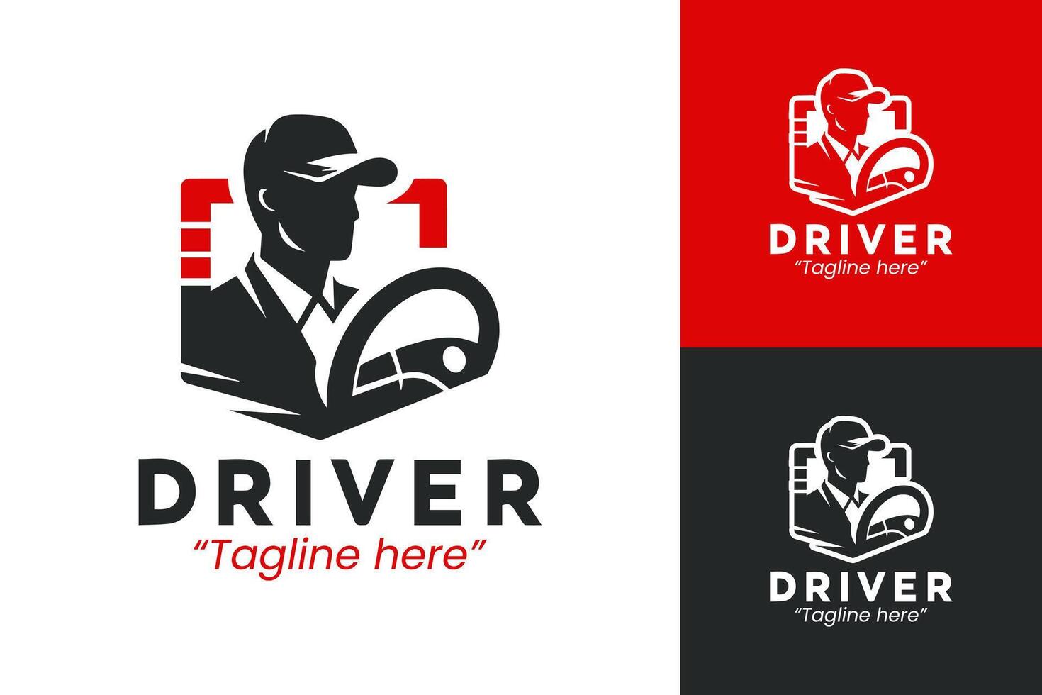 Stylish Driver Logo with Cap and Steering Wheel for Automotive and Delivery Services vector