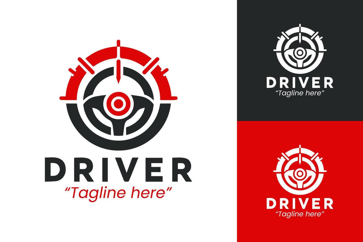 Modern Driver Logo with Helmet and Steering Wheel for Racing and Car Services vector