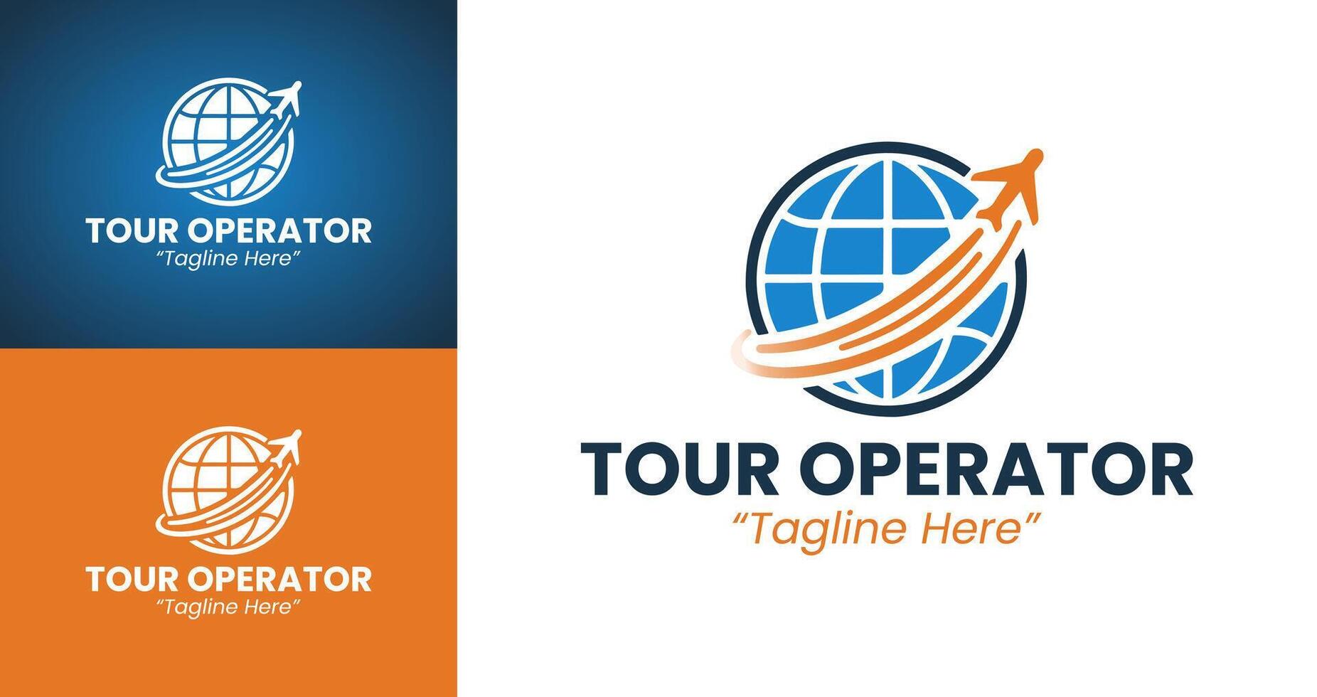 Stylish Tour Operator Logo Featuring Globe and Airplane for Travel Brands vector
