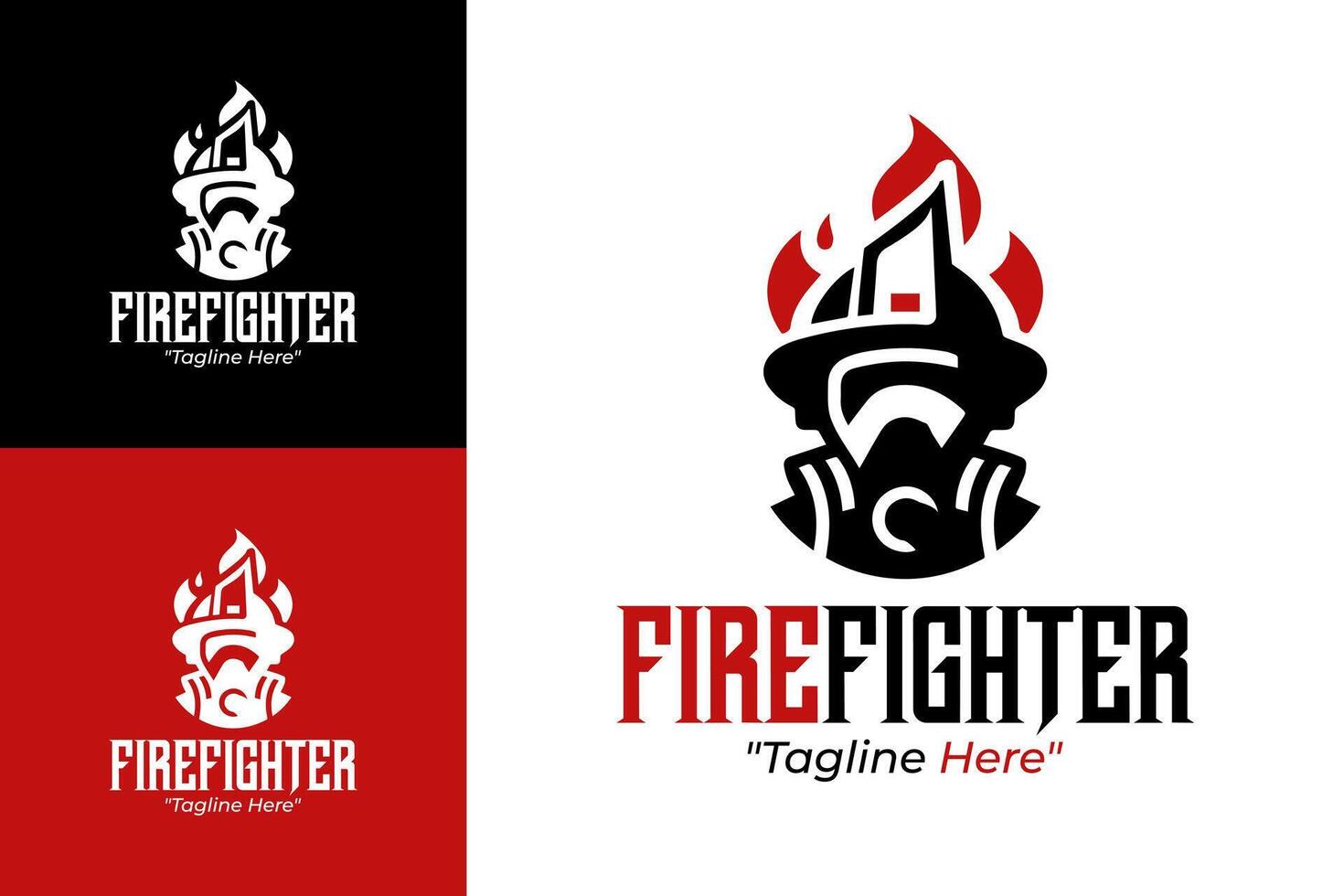 Minimal Firefighter Logo Design with Helmet and Flames for Strong Branding vector