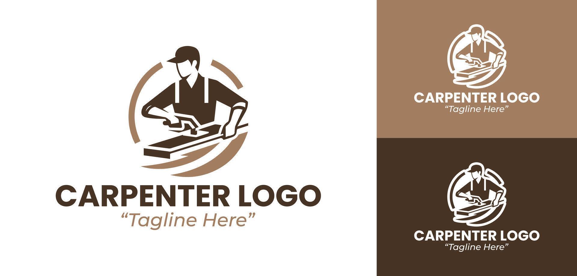 Custom Carpenter Logo with Hammer and Saw for Woodworking Professionals vector