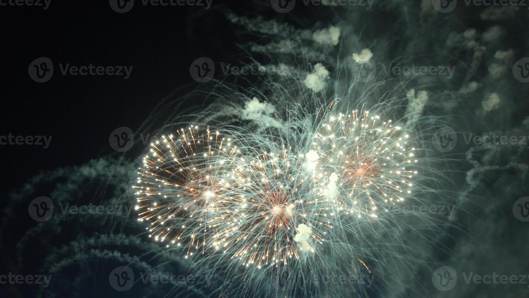 Fireworks exploding in the night sky, creating a mesmerizing spectacle photo