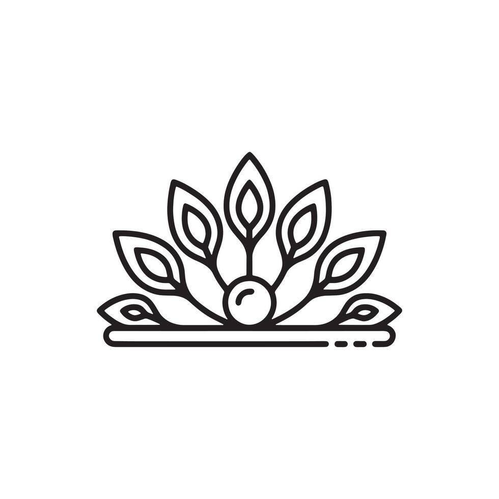 Elegant Minimalistic Line Art Design of a Symbolic Peacock Feather Crown Icon for Krishna Janmashtami religion vector