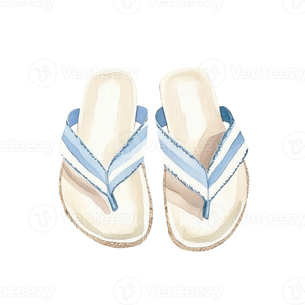 Stylish casual flip flops with blue and white stripes perfect for summer outings and beach days png