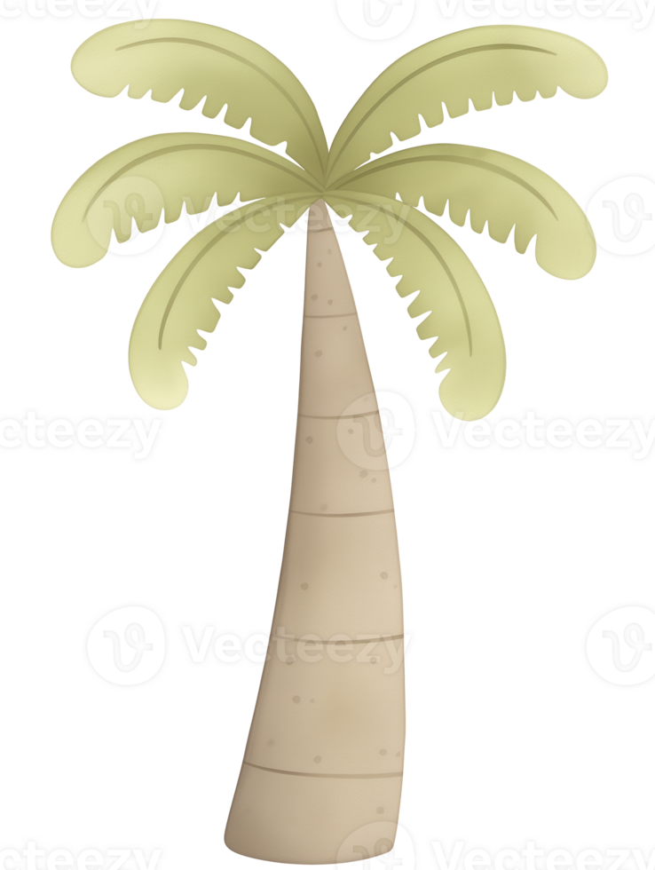 Tall palm tree stands alone against a bright background in a simple design representing tropical vibes png