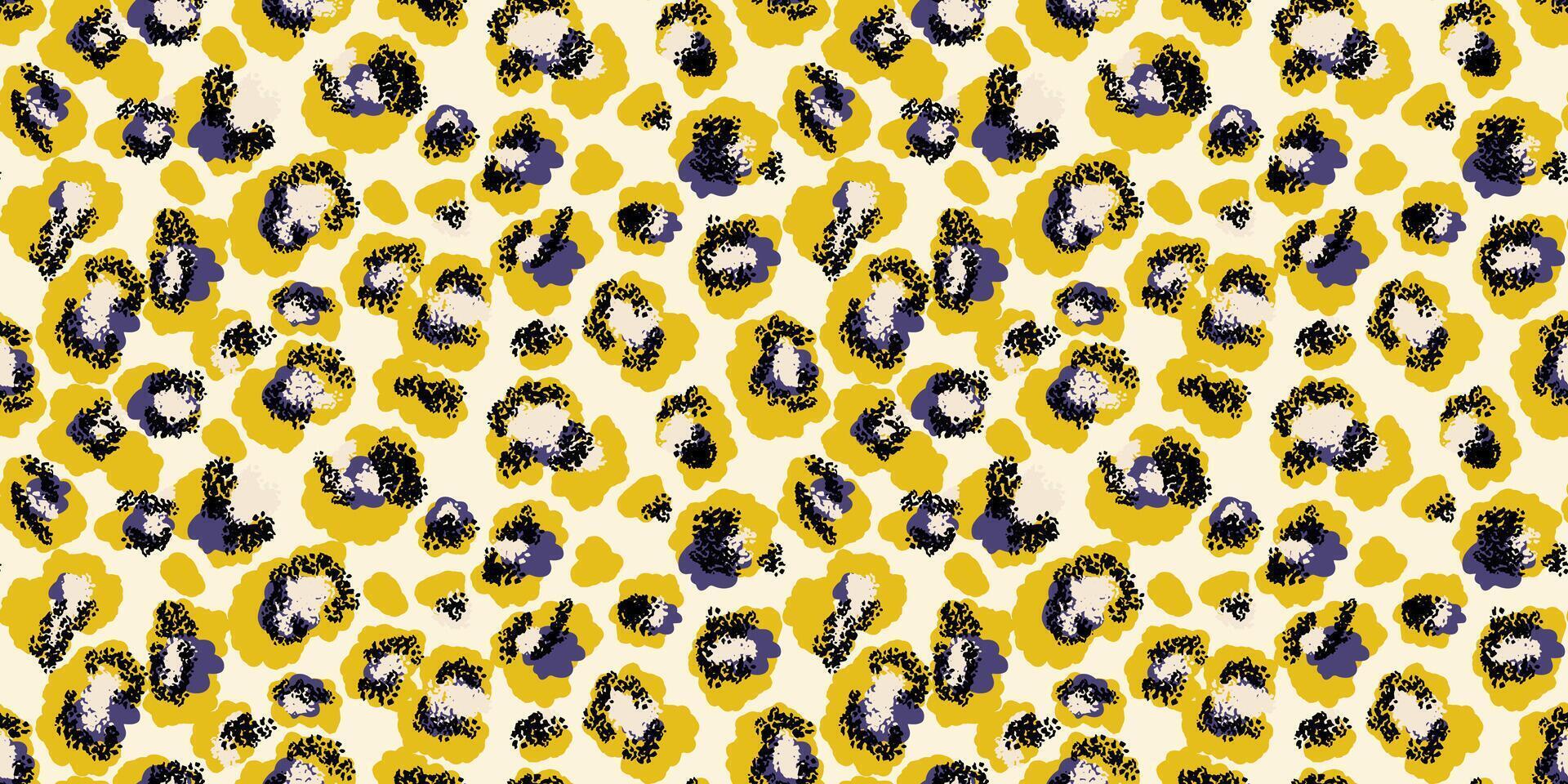 Bright leopard-inspired pattern with abstract spots in yellow and black shades. Bold, modern design animal print perfect for fashion, textiles, digital art, and artistic creative branding projects. vector